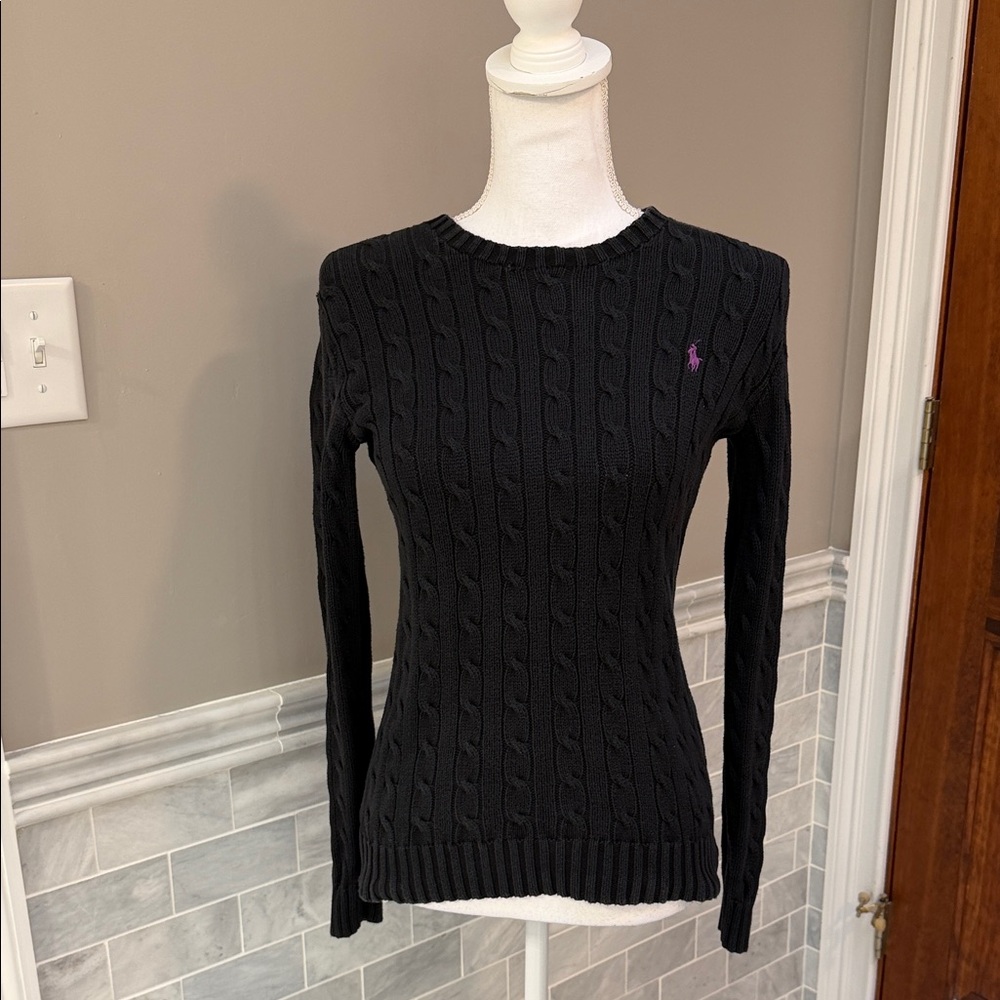 Ralph Lauren Black Cable Knit Sweater